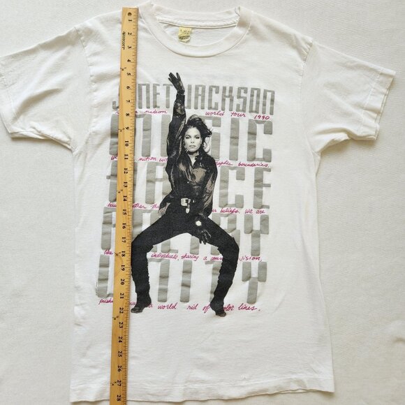 RARE Janet Jackson Rhythm Nation 1990 World Tour Vintage Tee Screen Stars Band - Picture 12 of 13